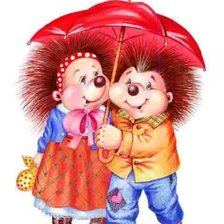 Схема вышивки «ежи под зонтом»