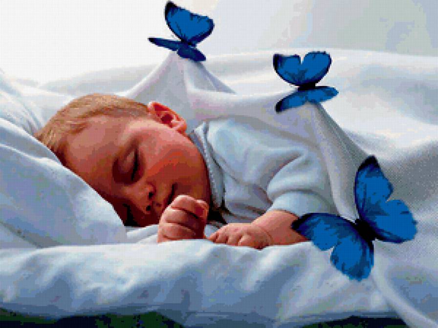 сладких снов - малыш, бабочки - предпросмотр