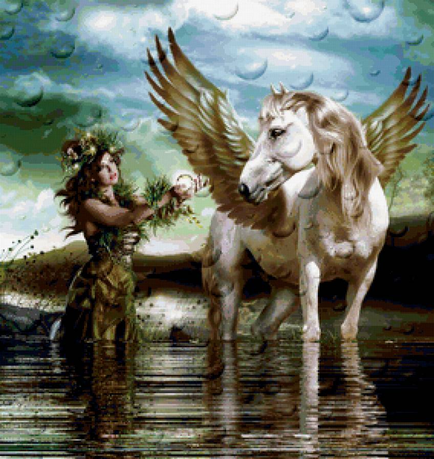 ПЕГАС - лошадь, вода, конь, отдых, женщина, природа, фентезии, море - предпросмотр