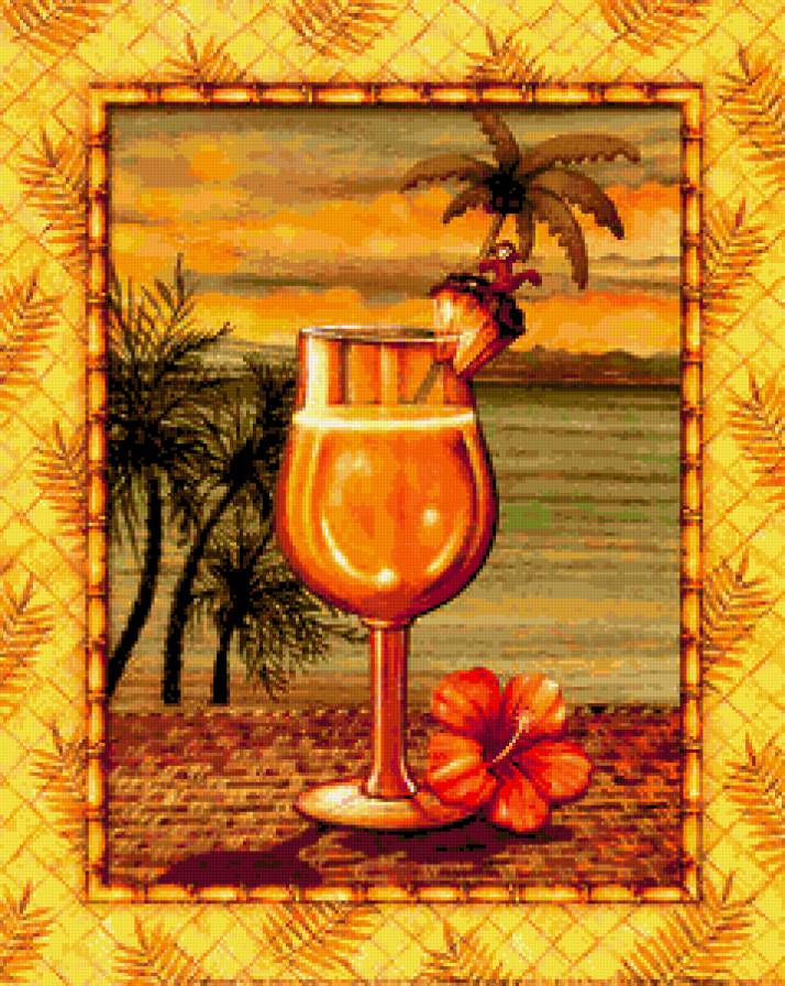 коктейль - картина, живопись, лето, бокал, коктейль - предпросмотр