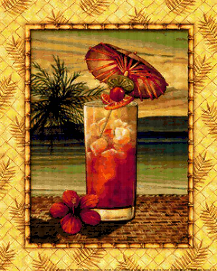 коктейль - живопись, коктейль, лето, бокал, картина - предпросмотр