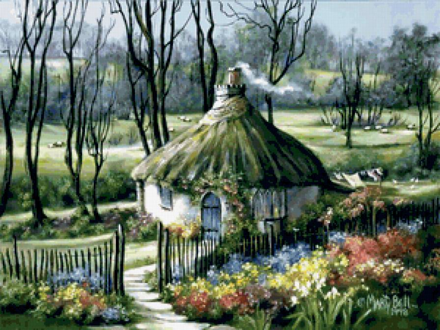 Серия "Пейзажи" - весна, пейзаж, домик - предпросмотр