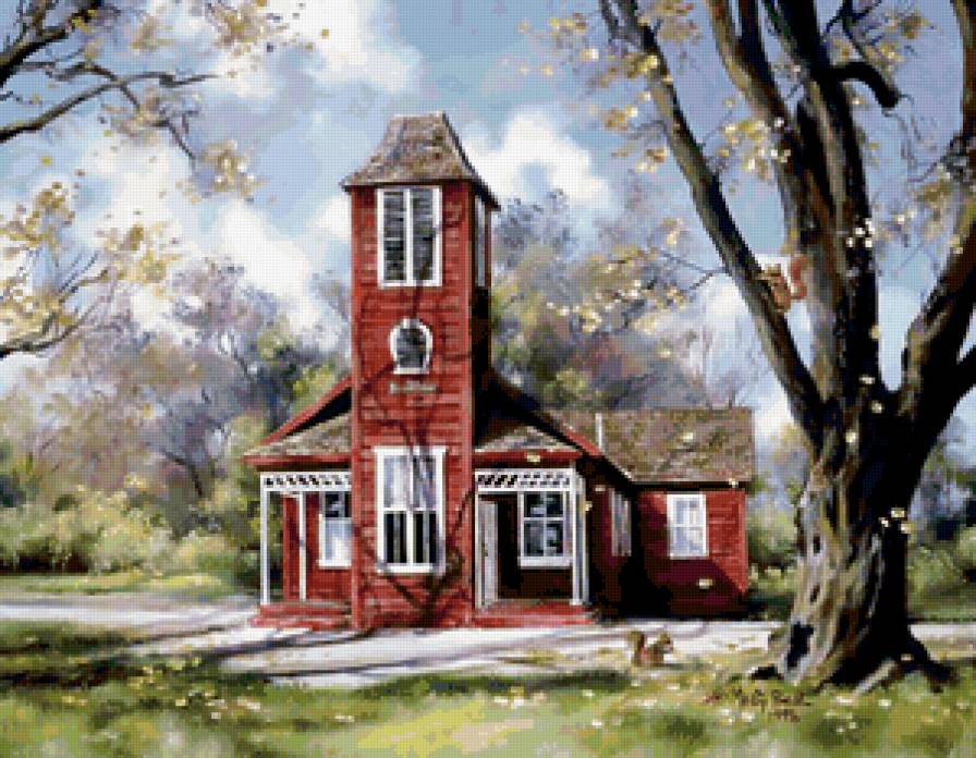 Серия "Пейзажи" - пейзаж, домик - предпросмотр