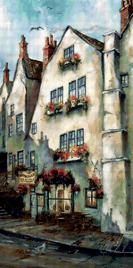 Серия "Пейзажи" - лето, пейзаж, домик, город, цветы - предпросмотр