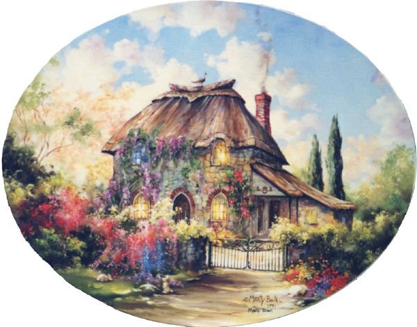 Серия "Пейзажи" - домик, пейзаж, цветы, лето, дорога - оригинал