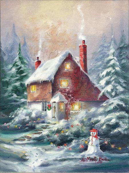 Серия "Пейзажи" - домик, зима, пейзаж - оригинал