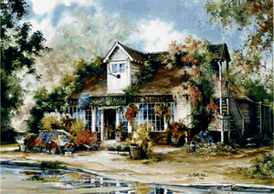 Серия "Пейзажи" - цветы, пейзаж, дорога, домик, лето - предпросмотр