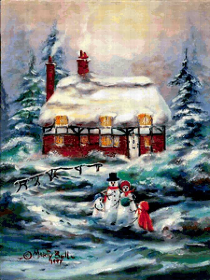 Серия "Пейзажи" - зима, пейзаж, домик - предпросмотр