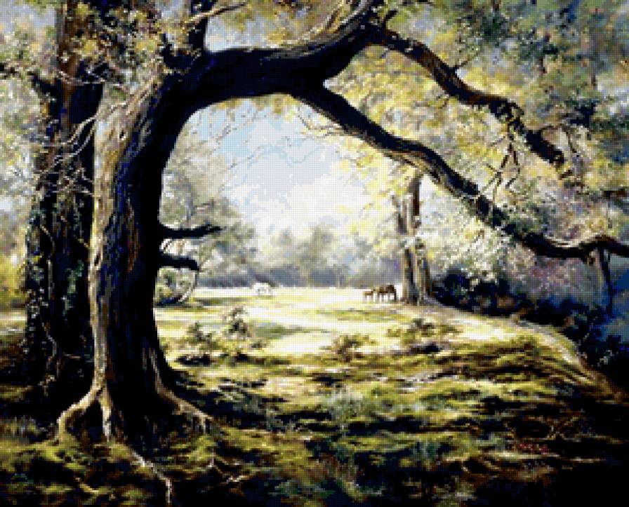 Серия "Пейзажи" - пейзаж, лошади, животные - предпросмотр