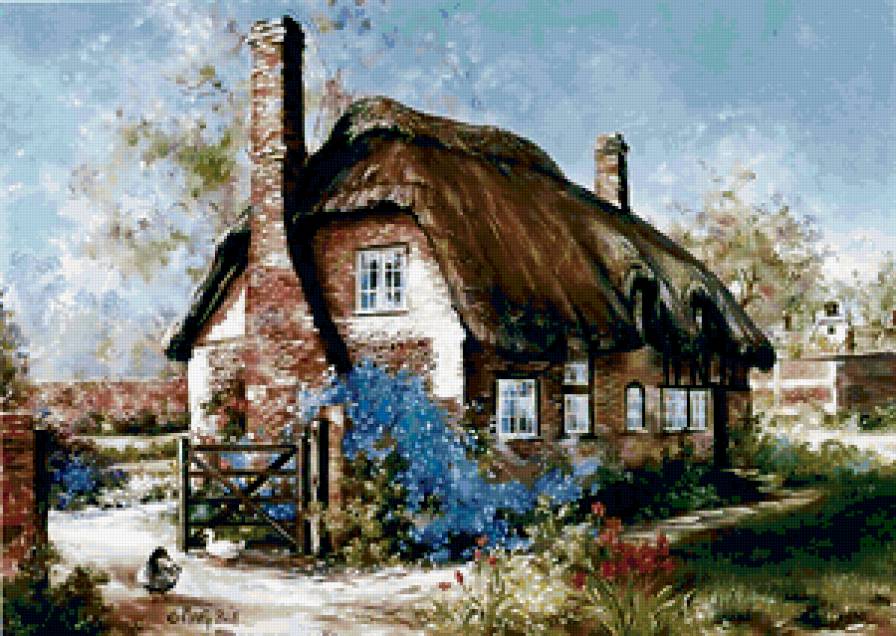 Серия "Пейзажи" - лето, дорога, цветы, домик, пейзаж - предпросмотр