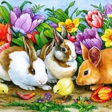 Схема вышивки «Пасхальные кролики»