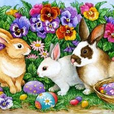 Схема вышивки «Пасхальные кролики»