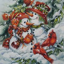 Схема вышивки «снеговики»