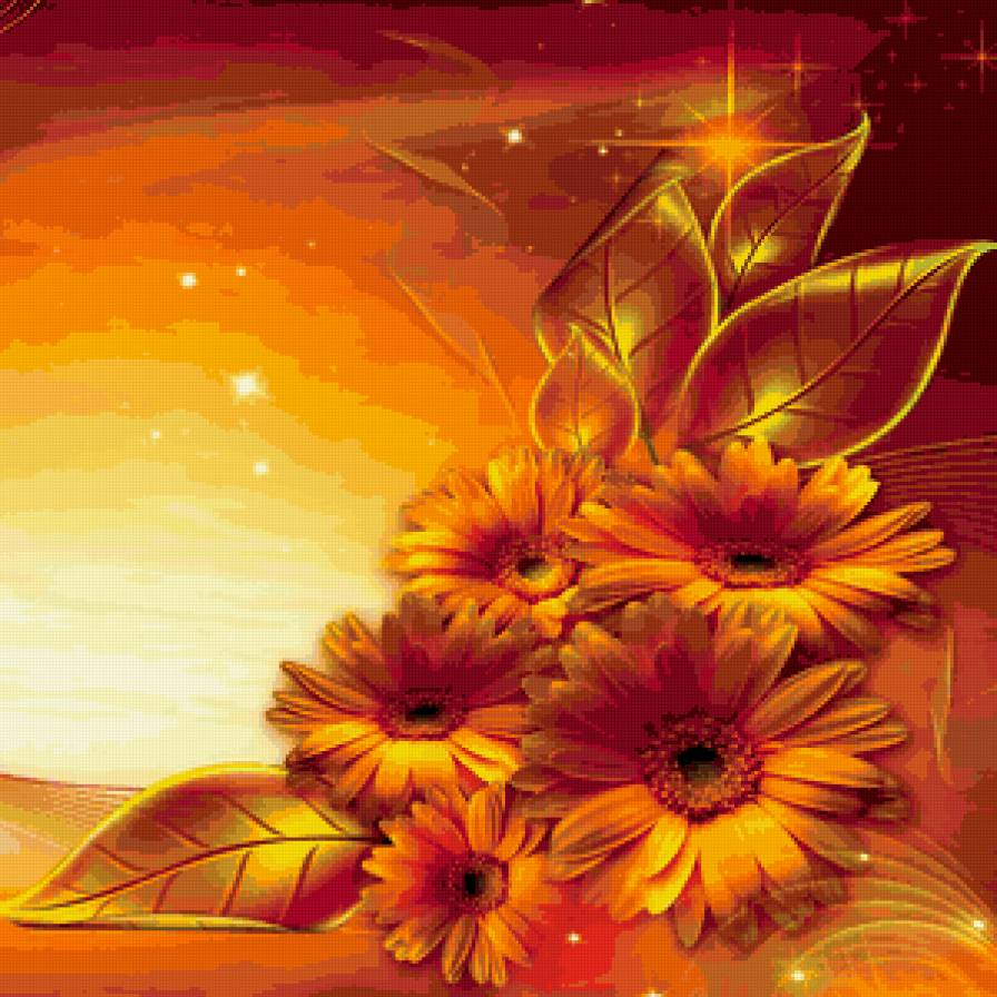 Подушка "Золотые ромашки" - цветы, подушка, ромашки - предпросмотр