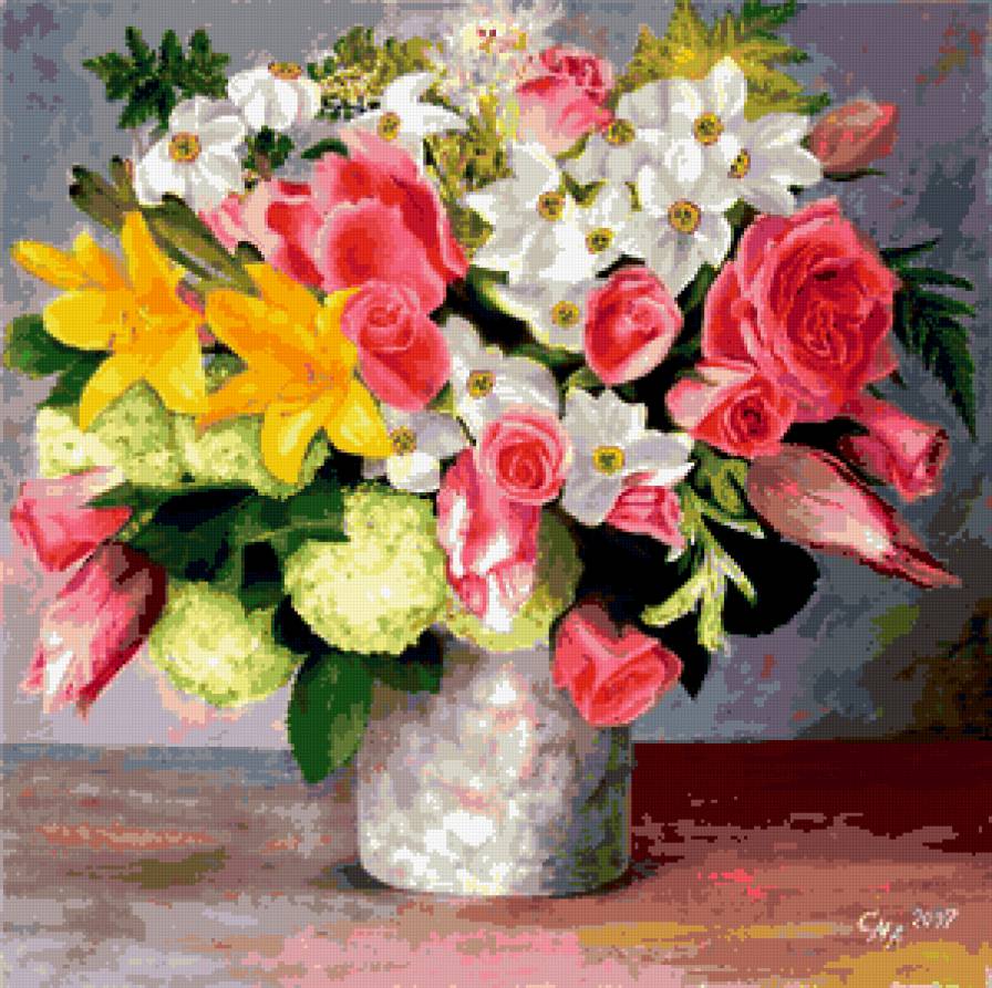 букет - цветы, розы, тюльпаны, букет, нарциссы - предпросмотр