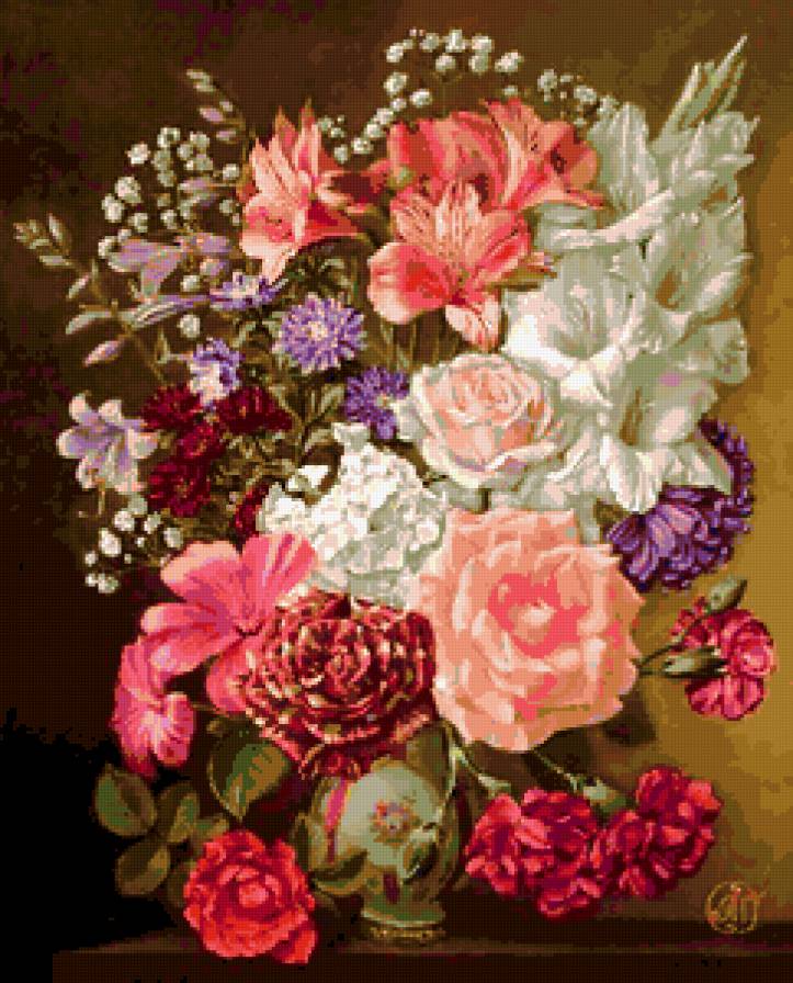 букет - цветы, розы, букет, гладиолусы, флоксы - предпросмотр