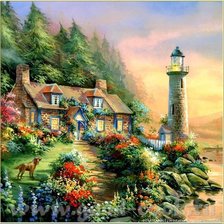 Схема вышивки «дом и маяк»