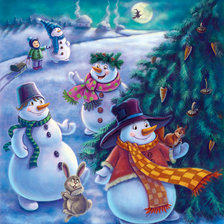 Схема вышивки «Снеговики»