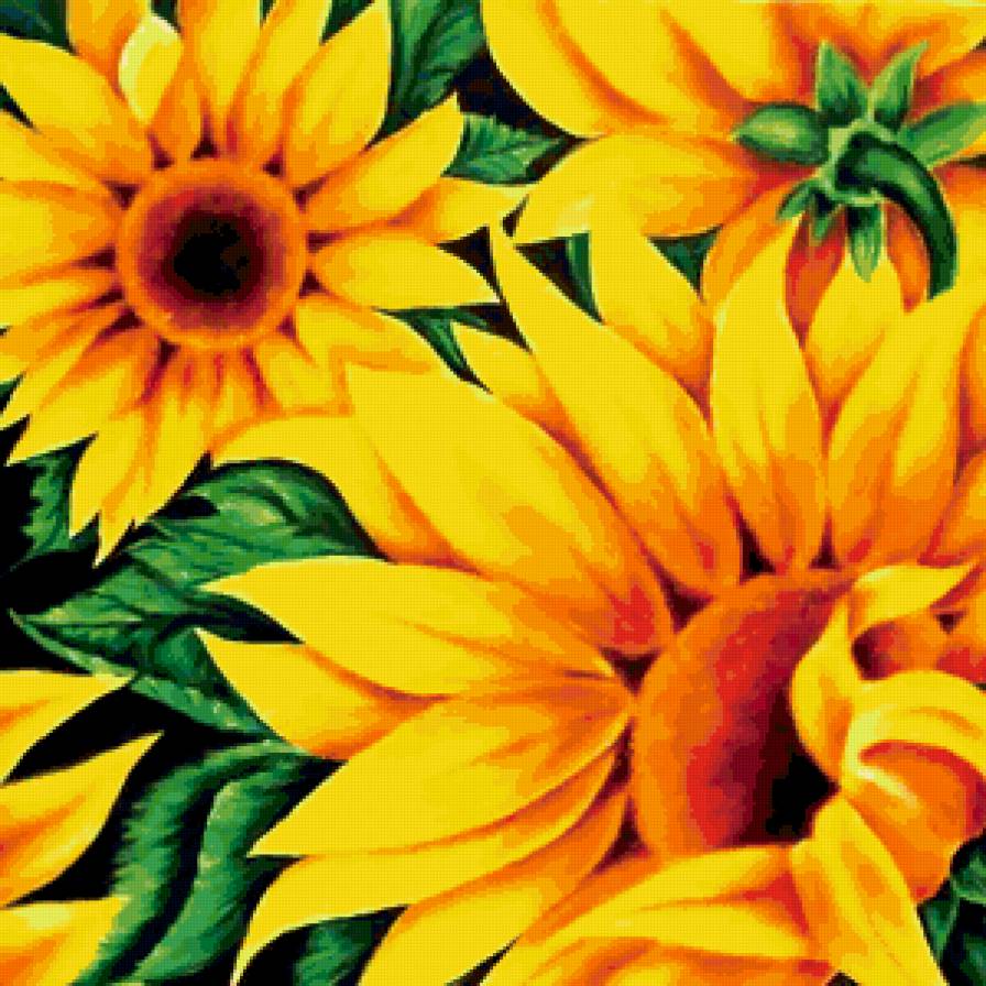 Подушка "Подсолнухи" - подсолнух, подушка - предпросмотр