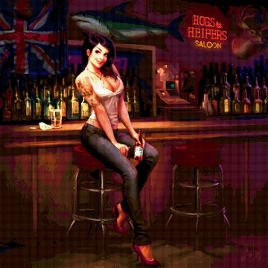 В баре - девушка, люди - предпросмотр