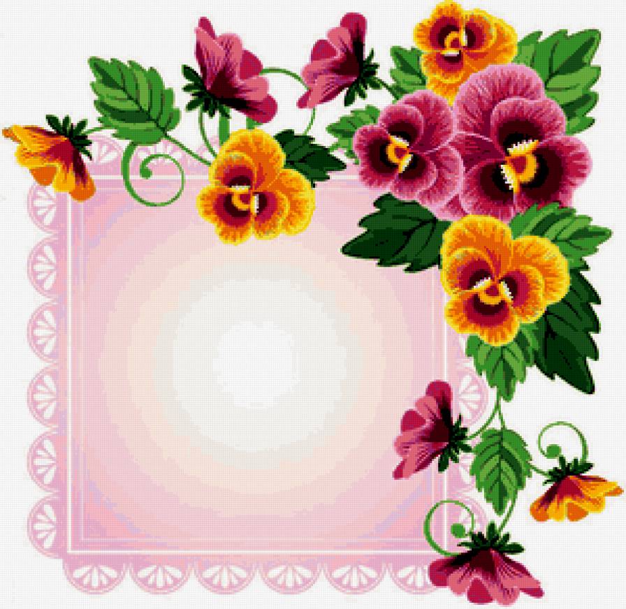 Подушка "Анютки" - узоры, анютины глазки, цветы - предпросмотр