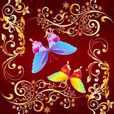 Схема вышивки «Подушка "Бабочки а и узоры"»