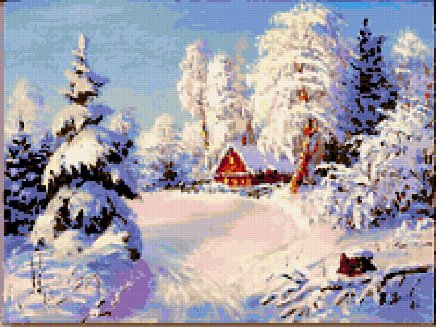 зима - природа картина зима пейзаж - предпросмотр