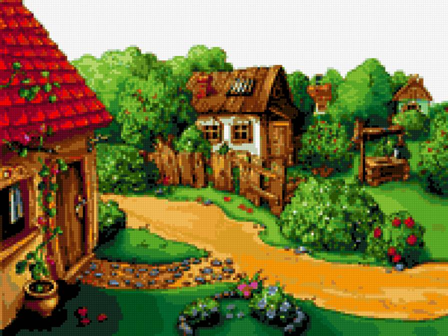 деревня - картина пейзаж деревня - предпросмотр