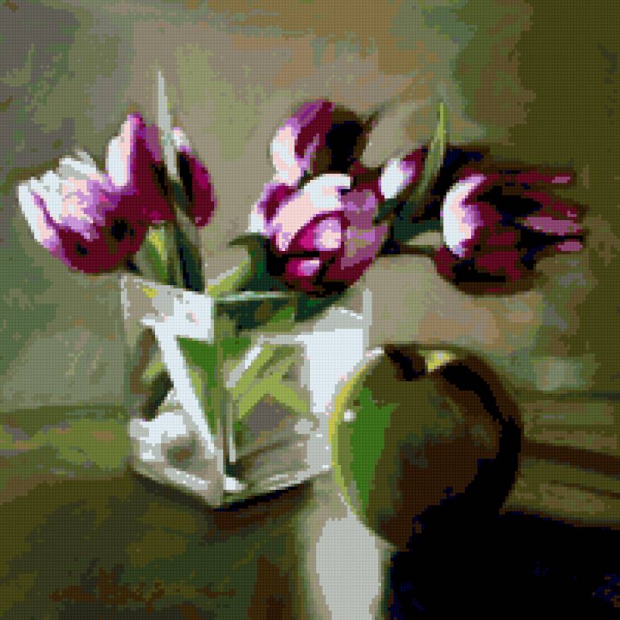 тюльпаны - натюриорт картина цветы ваза тюльпаны - предпросмотр