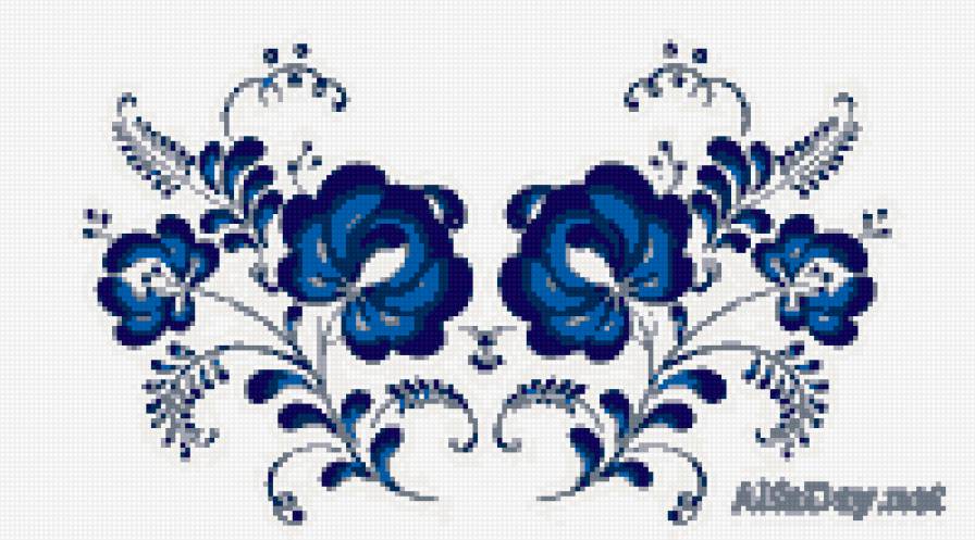 гжель - двойной узор - предпросмотр