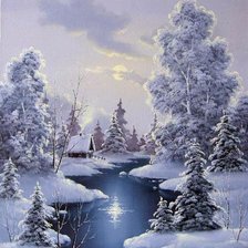 Схема вышивки «зима, вода»