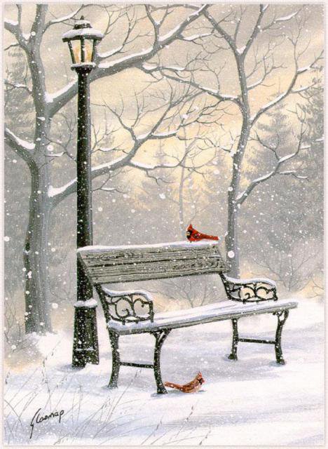 зимний парк - зима, природа, пейзаж - оригинал