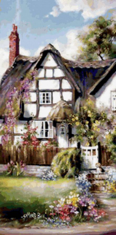 Серия "Пейзажи" - цветы, пейзаж, дорога, домик, лето - предпросмотр