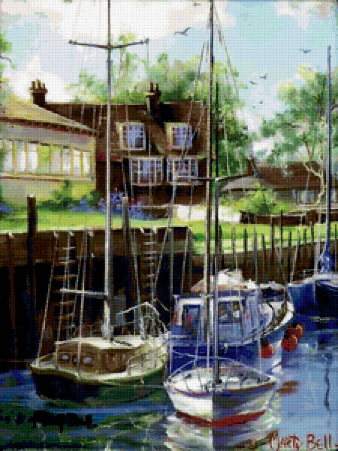 Серия "Пейзажи" - цветы, река, дорога, пейзаж, корабли, домик, лето - предпросмотр