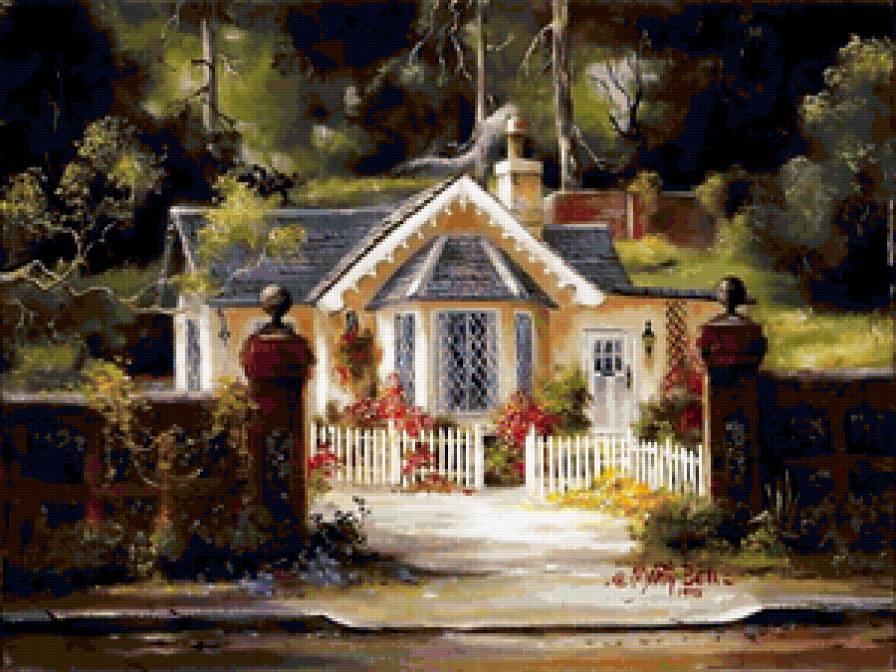 Серия "Пейзажи" - домик, дорога, пейзаж, лето, цветы - предпросмотр