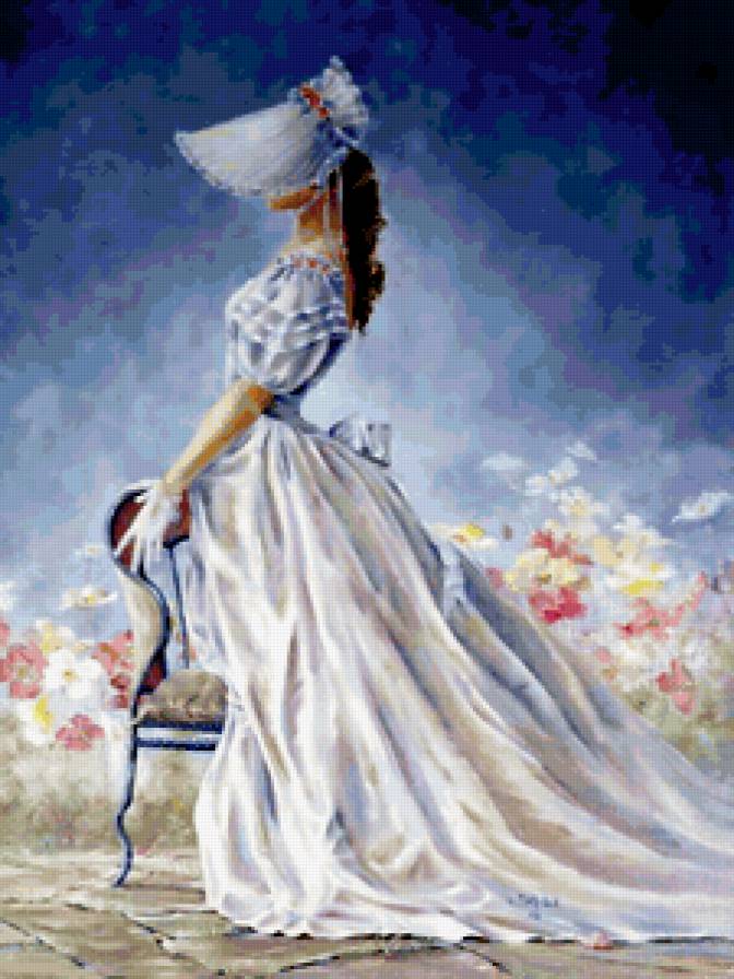 Леди в голубом - пейзаж, девушка - предпросмотр