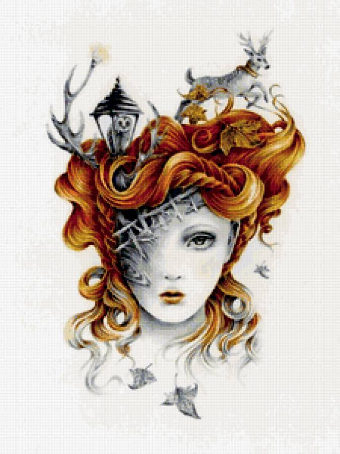 ДИПТИХ   "Две мелодии" - олень, девушка, рошки, взгляд, свобода, глазами олененка - предпросмотр