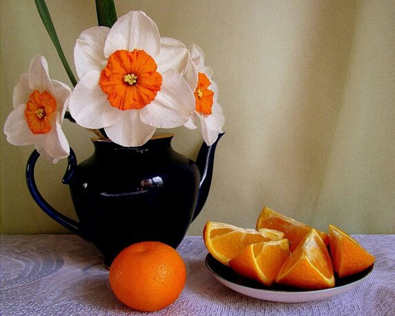 №257751 - цветы, фрукты, натюрморт - оригинал