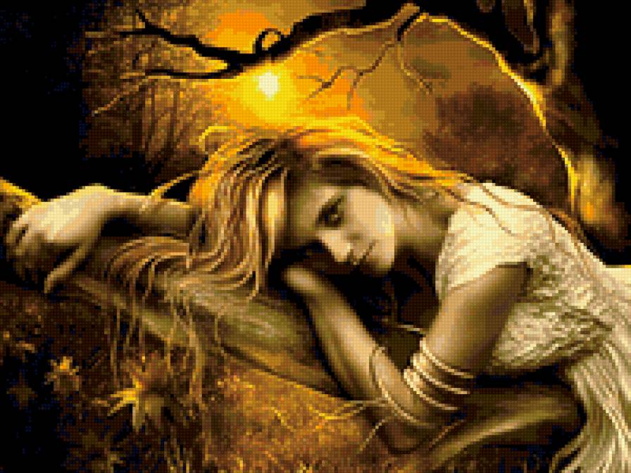 Золотые отблески - осень, девушка - предпросмотр