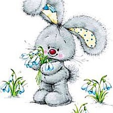 Схема вышивки «Зайка с подснежниками»