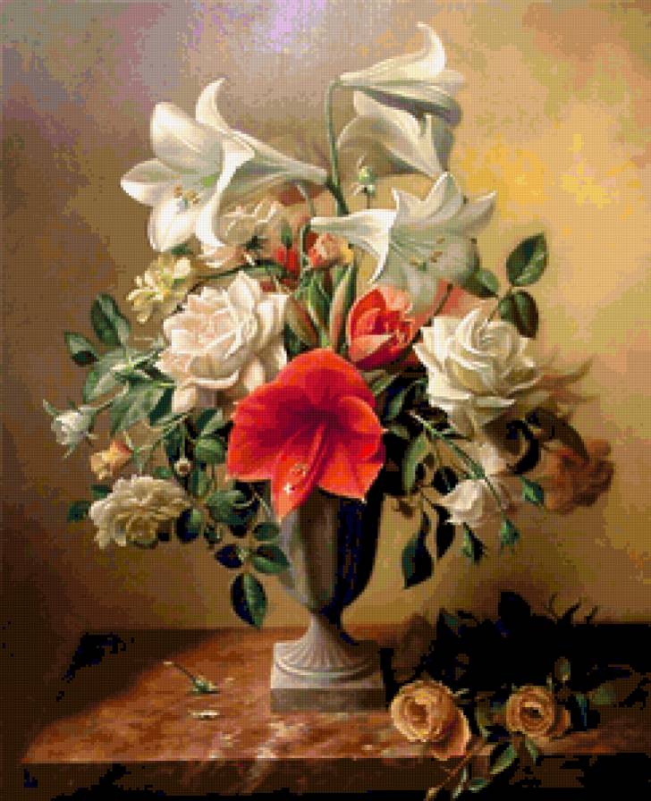 Натюрморт с лилиями - цветы, натюрморт, лилии - предпросмотр