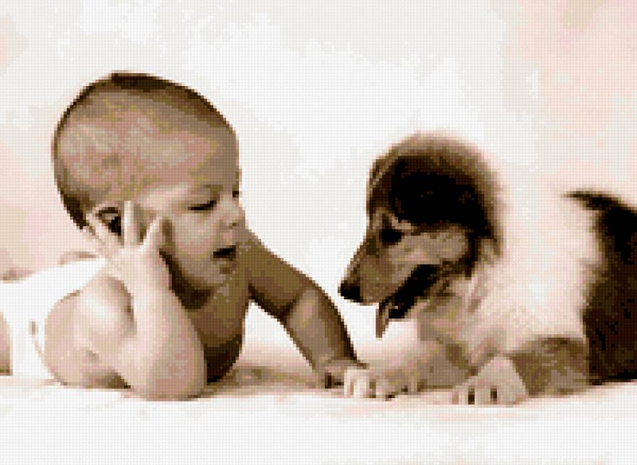 Малыши - дружба, дети, нежность, щенки - предпросмотр