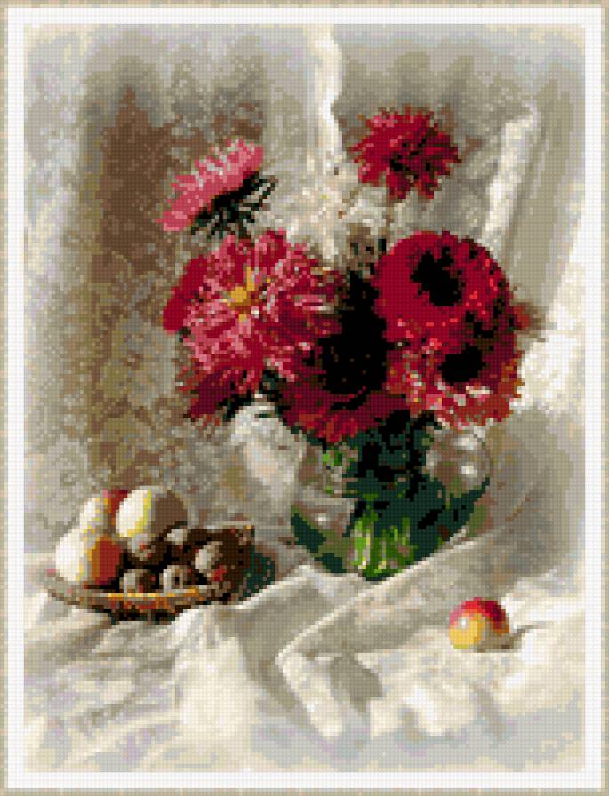 астры - картина натюрморт цветы ваза астры - предпросмотр