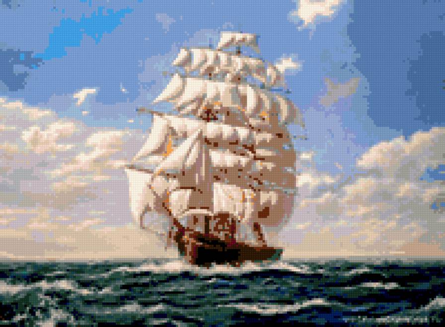 парусник - море парусник пейзаж - предпросмотр