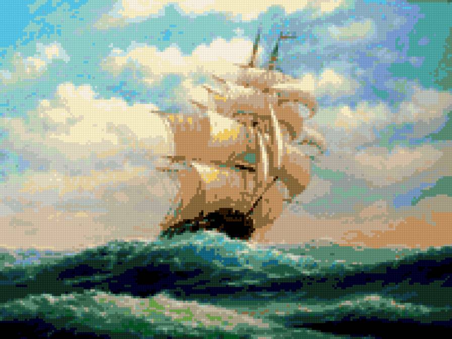 парусник - море парусник пейзаж - предпросмотр