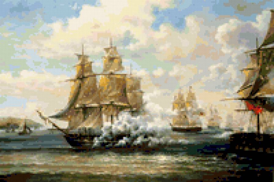 морской бой - море парусник пейзаж - предпросмотр