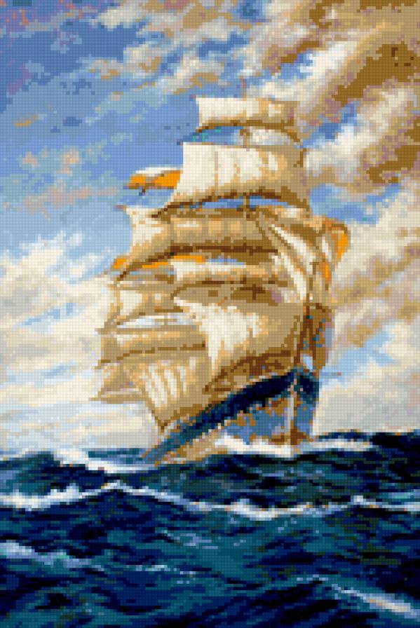 парусник - море парусник пейзаж - предпросмотр