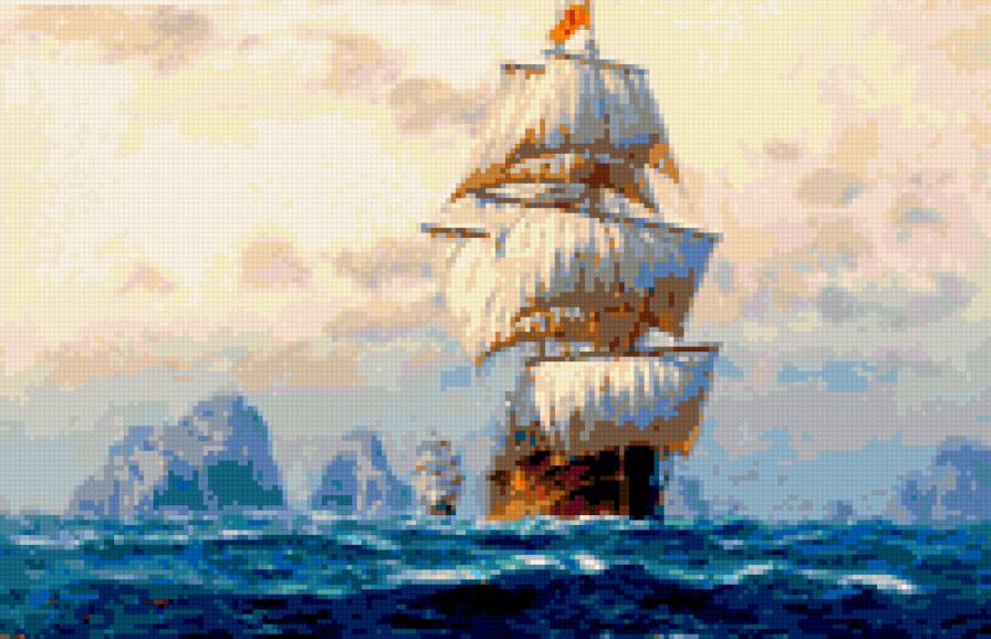 парусник - море парусник пейзаж - предпросмотр