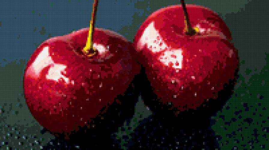 вишни - вишенки, на черном - предпросмотр