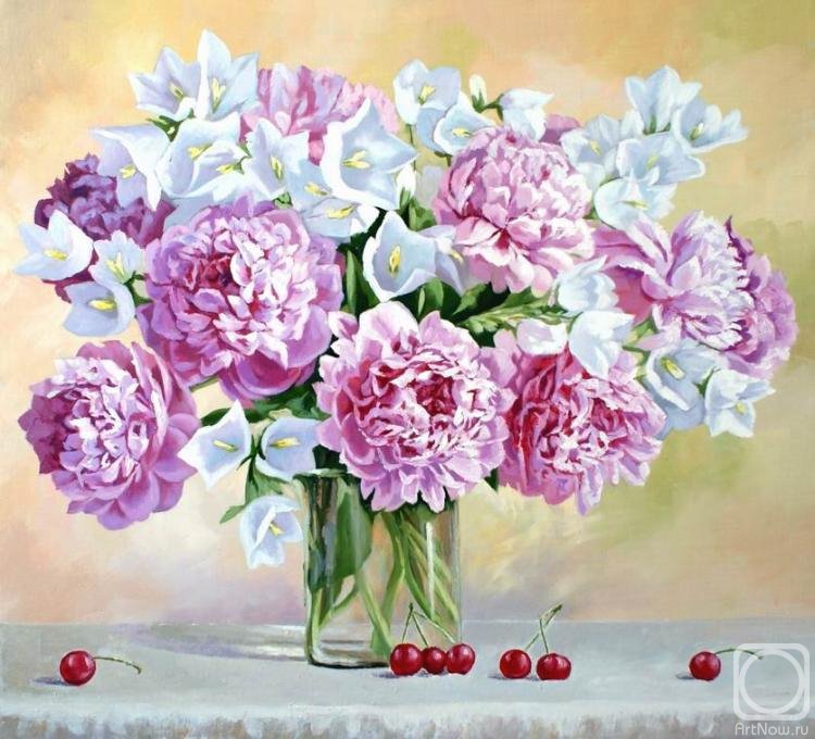 Серия "Букет" - колокольчики, букет, пионы, цветы - оригинал